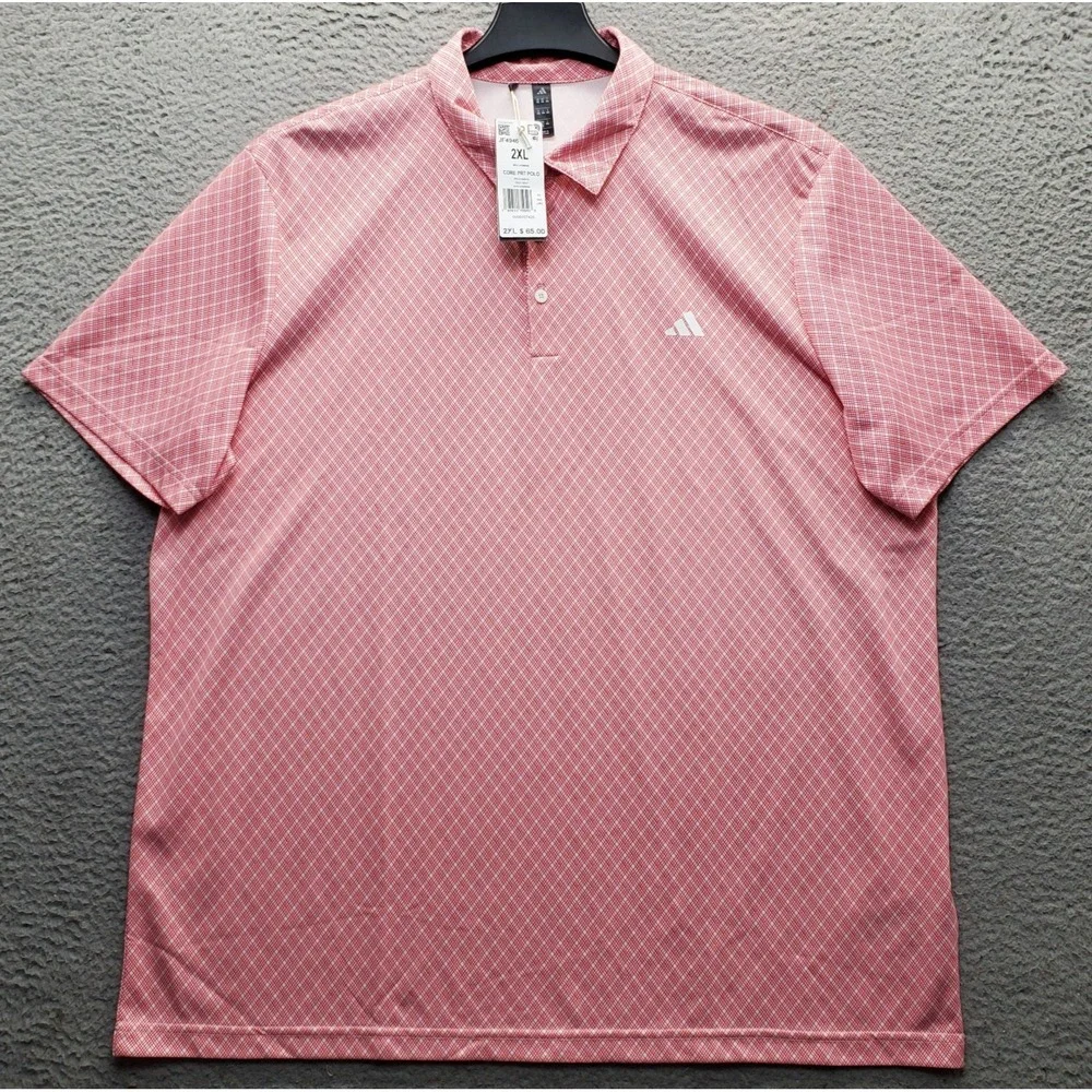 Adidas Golf Polo Shirt Mens 2XL Multicolor Core Print Short Sleeve Performance